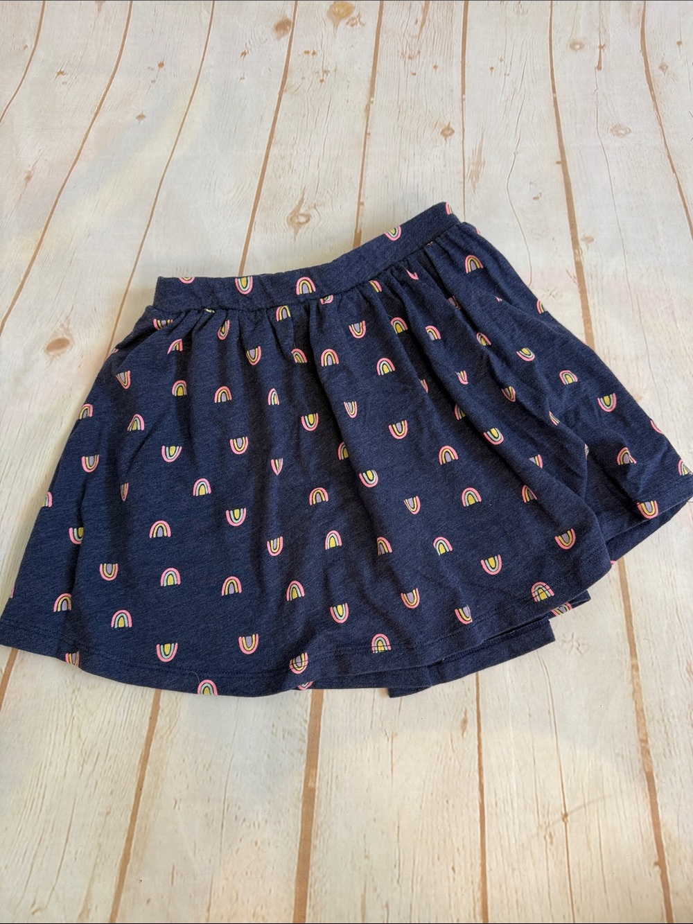 Jumping Beans Navy Rainbow Print Cartwheel Scooter Skirt